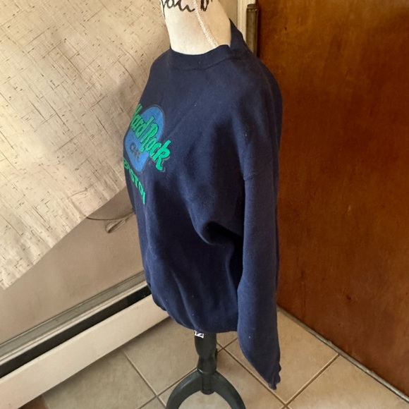 Vintage 90s Y2K Hard Rock Cafe Boston Navy Blue Crew Neck Sweatshirt Large USA - Picture 5 of 14